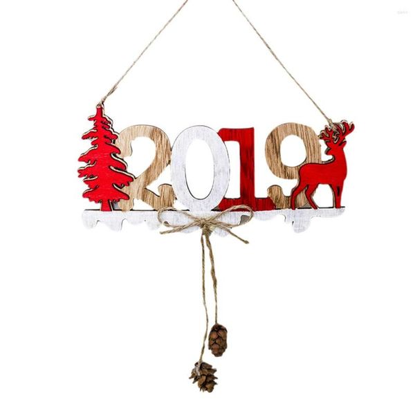 Decorazioni natalizie 2023 Anno Decorazione per porta da appendere Ciondolo in legno Numeri Tag Ornamenti a goccia