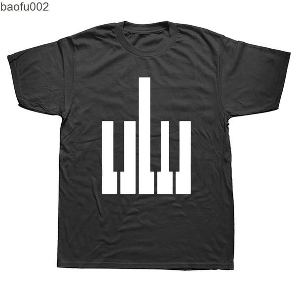 Camisetas masculinas nascidas para serem professores de piano Banda de música tecladista tocador de teclado Hip Hop Harjauku Mens Camiseta de manga curta T-shirt