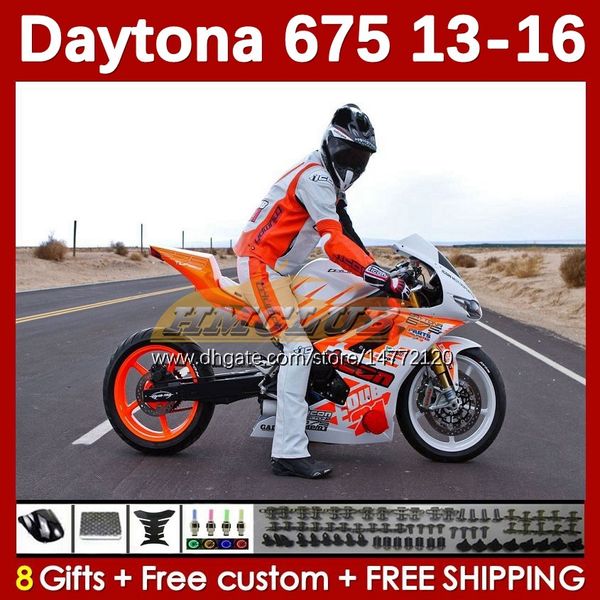 Daytona için Moto Fairings 675 675 675 2013-2016 Bodywork Daytona675 Bodys 166no.36 Daytona 675 R 13 14 15 16 2013 2014 2015 2015 2015 OEM Motosiklet Kaplama Kiti Turuncu Stok