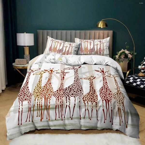 Set di biancheria da letto Jungle Forest Animal Cartoon Giraffe Ragazzi Ragazze Camera da letto Tessili per la casa Copripiumino Federa Copriletto Set biancheria per bambini