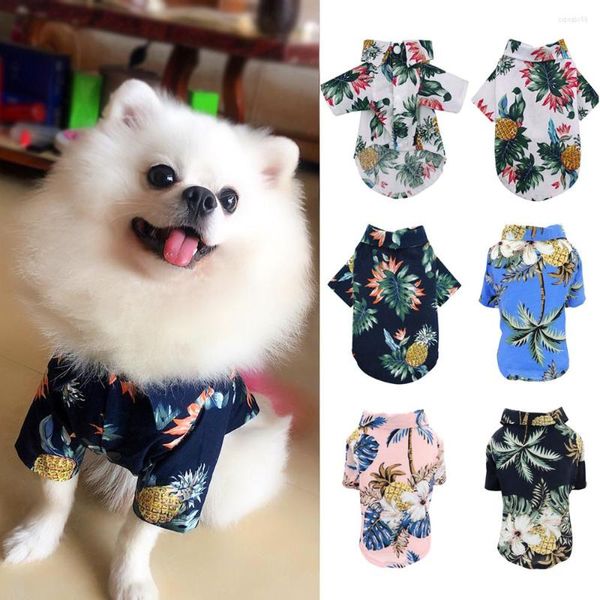 Trajes de gatos roupas de cachorro de estilo havaiano camisetas de cão de praia de praia Camiseta floral para pequenos cães grandes gatos suprimentos