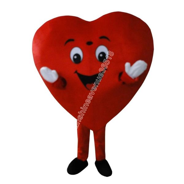 New Red Heart Mascot Costume Top Cartoon Anime personaggio a tema Carnival Unisex Adulti Taglia Christmas Birthday Party Outdoor Outfit Suit