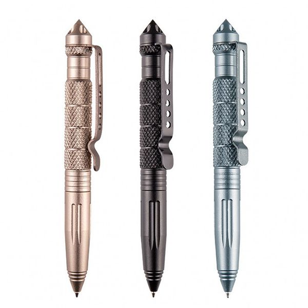 Defender Taktischer Stift, Flugzeug-Aluminium-Selbstverteidigungsstift mit Glasbrecher, zum Schreiben, multifunktionales Überlebens-EDC-Werkzeug
