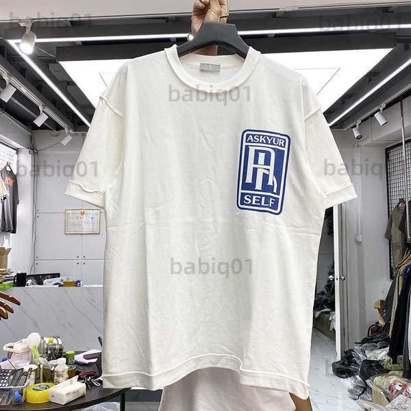 T-shirt da uomo 22SS TOP Tear Print Askyurself T-shirt Uomo Donna Migliore qualità Oversize R Lettera T Shirt Tees Manica corta T230321