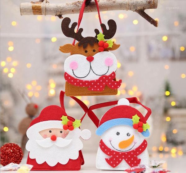 Decorações de Natal estilo boneco de neve de neve adesivos de elk de elks sacos de boneca de boneca de boneca infantil saco de doces maçã