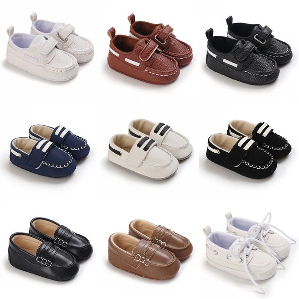 Primeiros caminhantes nascidos do bebê pré -lenço meninos meninos sapatos casuais couro não -lipsole infantil infantil 018m batismo 230322