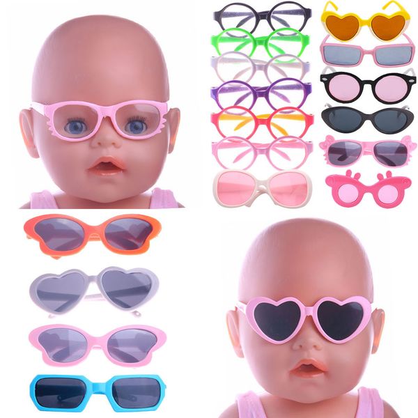 Puppenzubehör, Kleidung, Brille, 10 Farben, passend für 18 Zoll, amerikanisches Geschenk, 43 cm, geborenes Baby für unsere Generation, Mädchenspielzeug 230322
