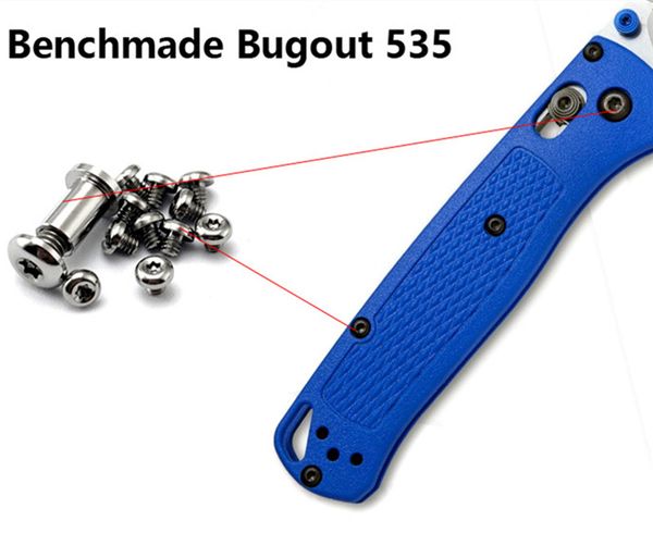 60 conjuntos 5 apartamentos de gadgets de titânio para parafuso de titânio kit de vestido pivô para benchmade Bugout 535 Faca dobrável Acessórios