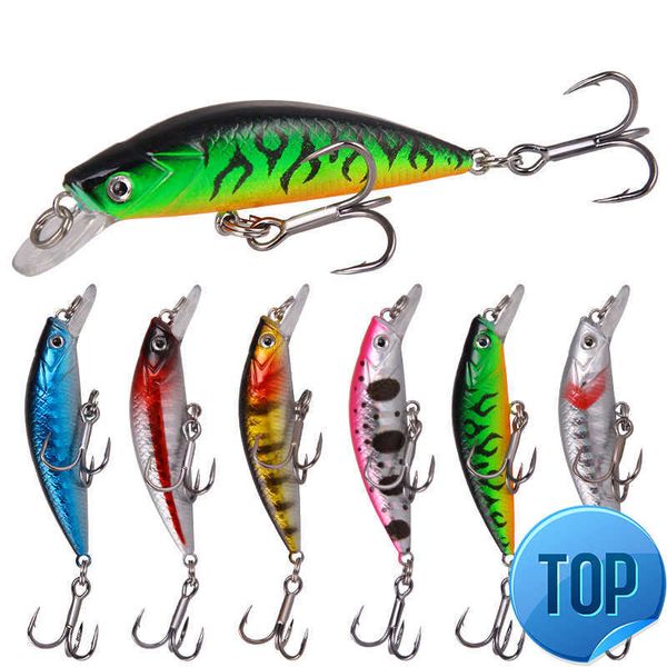 1 Stücke Gute Qualität 6,7g/6 cm Auszusetzen Wobbler Minnow Künstliche Kunststoff Tiefsee Harte Köder Fischköder High Carbon Stahl Haken