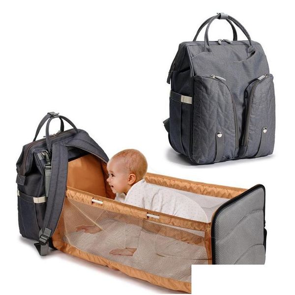 Borse per pannolini Borsa Letto Culla Design Mummia staccabile Tessuto impermeabile Zaino per pannolini Fasciatoio Ganci Drop Delivery Baby Kids Materni Dhfbp