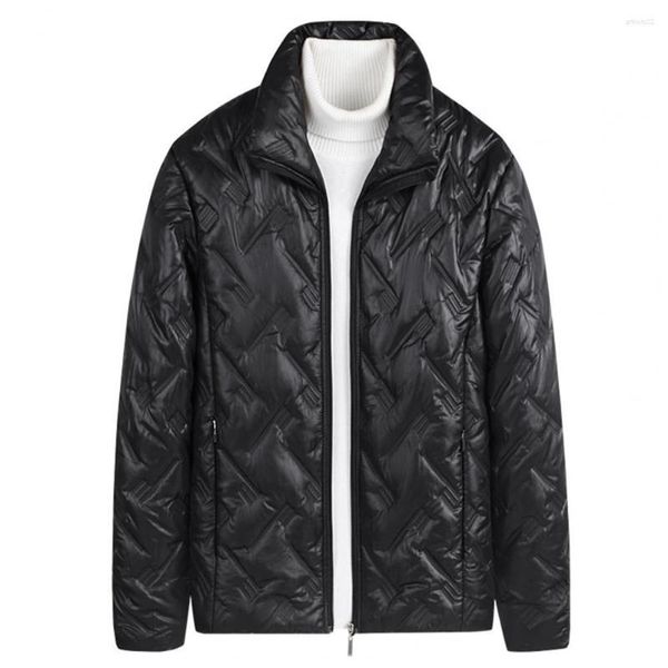Jackets masculinos 2023 Winter Down Coat Men Oversize Stand Stand Collar Color Sólida Pacocks de zíper à prova de vento Jaqueta de capuz
