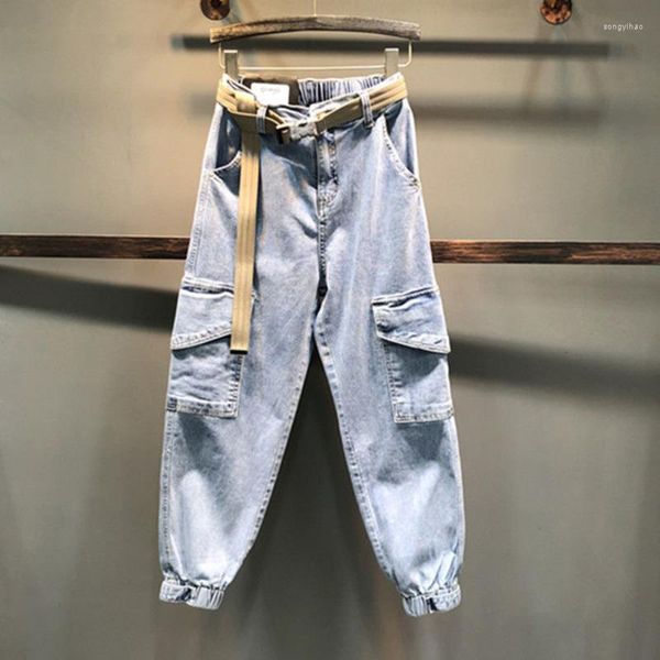 Herren Jeans Herren Overalls Streetwear Mode Lose Mann Neun Punkt Hosen Breites Bein Lässig Wild Vintage Männlich Harlan Denim 5XL