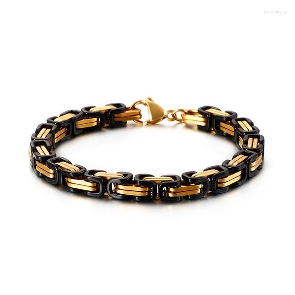 Bracelets de charme Hip Hop Aço inoxidável Silicone masculina fivela quadrada fivela bizantina Imperador Chain Pulseira Jóias de pulseira por atacado