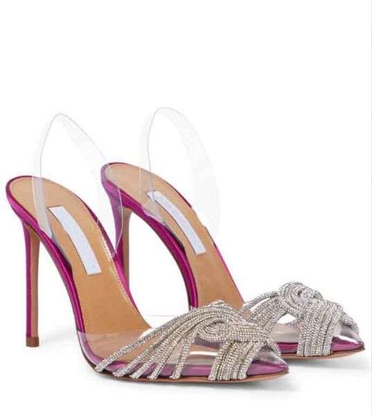 23S Элегантные летние бренды Gatsby Sandals обувь заостренные насосы на ногах Crystal вихрь PVC Tocap