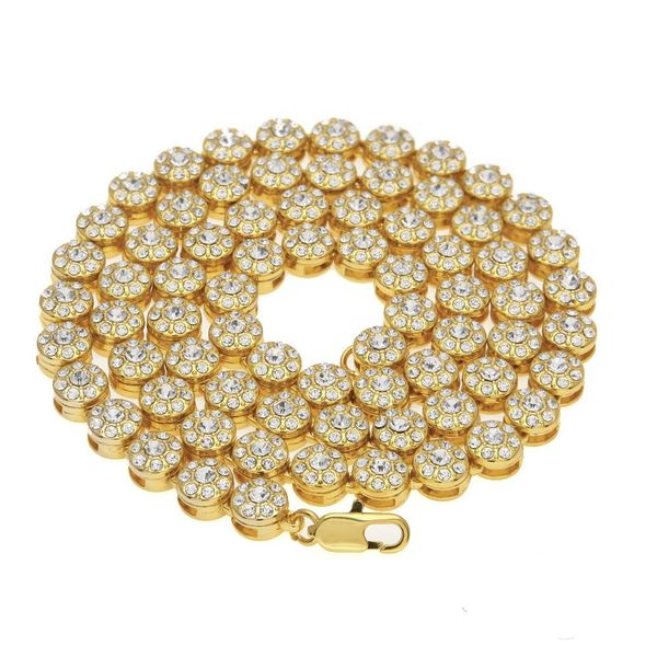 Catena cubana di zucchero rock Catene ghiacciate Placcato oro Hip Hop Bling Collane Gioielli CZ Oro Diamante Uomini di lusso Collana con diamanti Catene