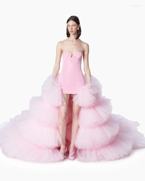 Gonne Striking Pink Tiered Tulle Overskirt Wedding Train staccabile Puff increspato Women Maxi Skirt Tutu femminile