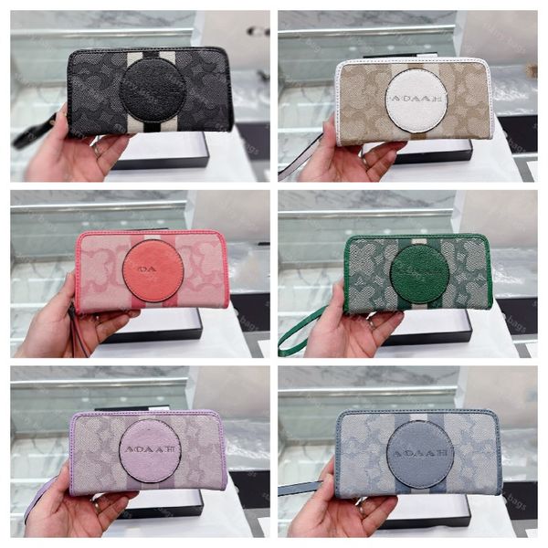 Модная розовая держатель карт кошелек Dempsey Walls Women Designer Clutch Sack Men Long Yourte Wallet Colem Pocket Mobile Procepl