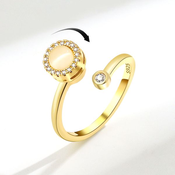 Großhandel Opal Rotierenden Ring Weibliche Einstellbar Offenen Zeigefinger Ring Temperament Nische Design Ring Mode