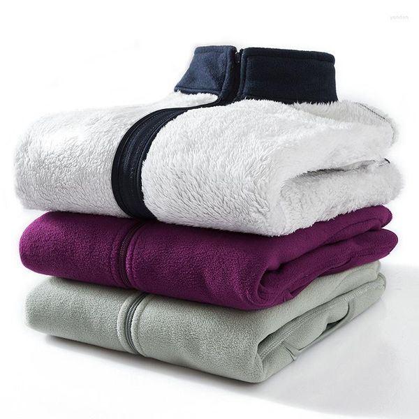 Giacche da caccia Giacca in pile con colletto alla coreana Uomo Donna Autunno Inverno Plus Cappotto in cardigan caldo sottile in velluto Fodera termica per sport all'aria aperta