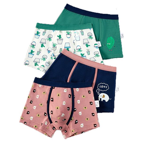 Mutandine 2 pezzi Lotto 214 anni Boys Boxer Boxer Elefante Dinosauro Design per bambini Slip di cotone Shorts Shorts Giovani Childrens 230322