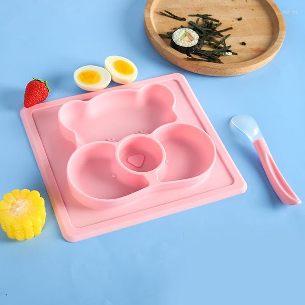 Tovagliette per alimenti Orsetto Piastra in silicone resistente alle alte temperature Anticaduta per bambini