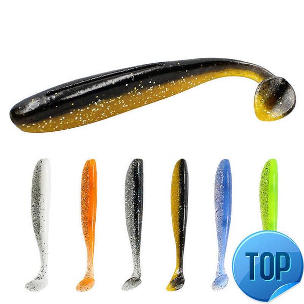 6 PCs/lote fácil Shiner Soft Fishing Lure 8cm 3.5g ISCA Isca Artificial Bait Silicone Cores Double Color
