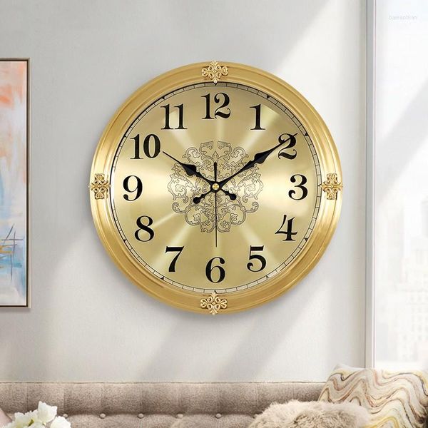Orologi da parete Vintage Eleganti numeri sottili industriali dorati industriali rotondi Horloge Murale Design moderno ww50wc