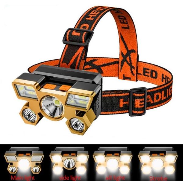 Super Bright 5 LED FLHING LANTLHULTA IMPERMELHA DE MODOS DE 4 MODOS LUZES USB Recarregável com 18650 Battery Fartlight Pesca ao ar livre Caminhamento de camping tocha