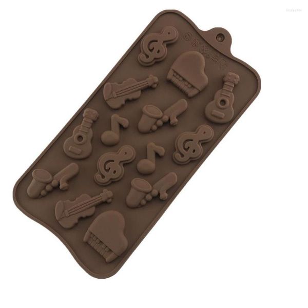 Moldes de cozimento 14 PCs / Moldes de silicone para fazer bolos de chocolate com geléia de mousse com forma de instrumento musical