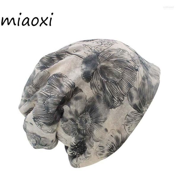 Gorro Feanie/crânio Caps Miaoxi Sale Moda Mulher Kilit Hat Hat Scons Dois Usados ​​Mulher Flora Cap Skullies for Girl Autumn Bonnet1