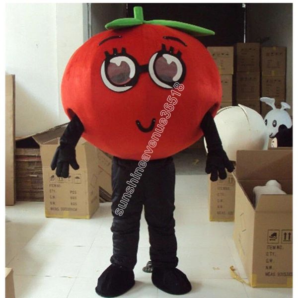 New Red Tomato Mascot Costume Top Cartoon Anime personaggio a tema Carnevale Unisex Adulti Taglia Christmas Birthday Party Outdoor Outfit Suit