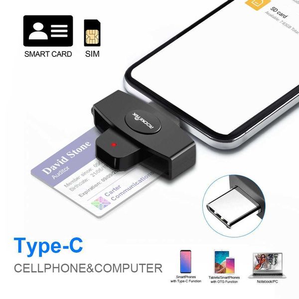 Rocketek Smart CAC Reader Reader Type-C Банк-декларация SIM-карта / идентификационная карта IC Reader