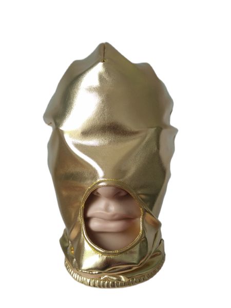 Accessori per costumi Maschera di Halloween per adulti Costumi cosplay Cappuccio metallico lucido Occhi aperti e naso unisex Costumi Zentai Accessori per feste