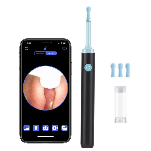 Fornitura per la cura dell'orecchio 3.9mm WiFi Visual Pick Strumento di pulizia Endoscopio 5.0M Fotocamera ad alta definizione Otoscopio Cucchiaio per rimozione cera Pulito 230322