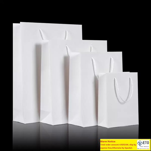 Geschenktüten aus weißem Kraftpapier mit Henkel für Hochzeit, Party, Geschenkpapier, Weinbeutel, Einkaufen, DHL, Fedex