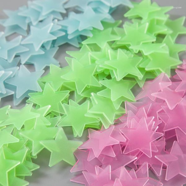 Adesivi murali 100PCS Decorazione creativa della stanza Stella fluorescente per la decorazione della stanza dei bambini 3D Glow Shine In The Dark