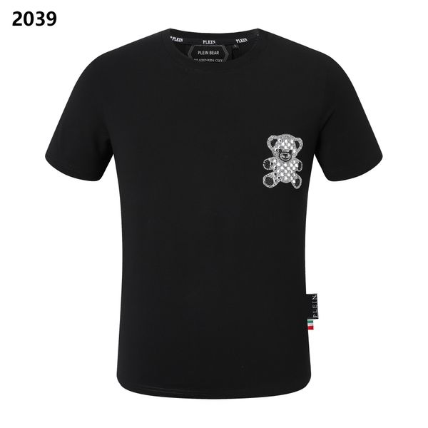 24sss Plein urso camiseta masculina Designer tshirts Round Round Rhinestone PP Skull Men T-shirt Round Neck Ss Glass Teddy e com cristais camisetas de hip hop camisetas 161253