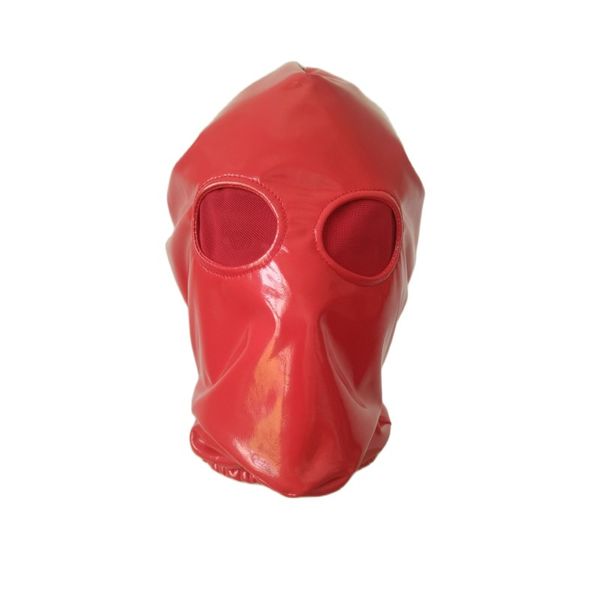 Kostümzubehör Erwachsene Unisex Zentai-Kostüme Partyzubehör Halloween-Masken Cosplay-Kostüme PVC-Kunstledermaske mit offenen roten Netzaugen