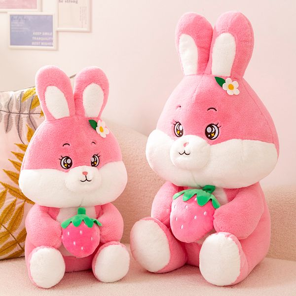 Nice 1pc 50cm/60cm Kawaii Strawberry Rabbit Plush Toy Phyed Fruits Soft Fruits Toys de coelho para crianças Girls Lovely Birthday Gift