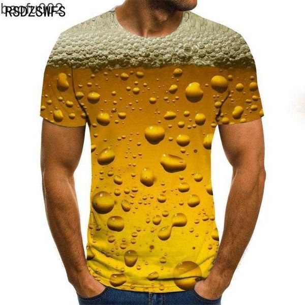 Herren T-Shirts 2021 Bier 3D-Druck T-Shirt Es ist Zeit Brief Frauen Männer Lustige Neuheit T-Shirt Kurzarm Tops Unisex Outfit Kleidung W0322