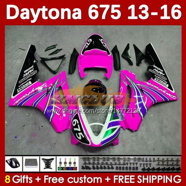 Daytona için Motosiklet Kaplama Kiti 675 675R 2013 2014 2015 2016 gövdeyi 166NO.124 Parlak Pembe Daytona675 Body Daytona 675 R 13 14 15 16 16 2013-2016 OEM Moto Fairings