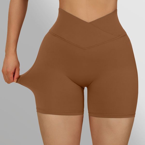 Completi da yoga Pantaloncini sportivi Donna Vita alta Allenamento Senza cuciture Fiess Scrunch Butt Leggings da palestra Pantaloni con tasche incrociate 230322