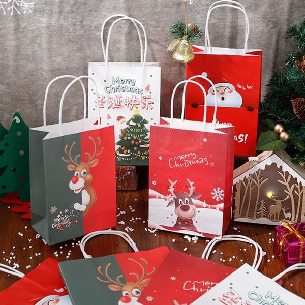 Noel dekorasyonları 10 adet ambalaj çantası kraft kağıt hediye özel portatif gıda sarma