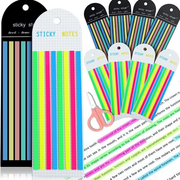Enrole de presente fita transparente Tape Removável guias pegajosas Para anotar livros Long Strips Página Marcadores Morandi Neon Notas