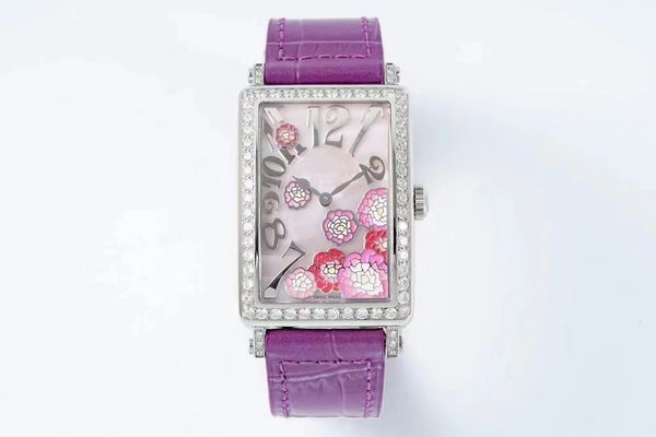 Modische Damen-Quarzuhr von höchster Qualität, 26 mm, silbernes Gehäuse, Diamantring-Mundgehäuse, originales elektronisches Uhrwerk, Luxus-Designeruhr im Weinfass-Stil