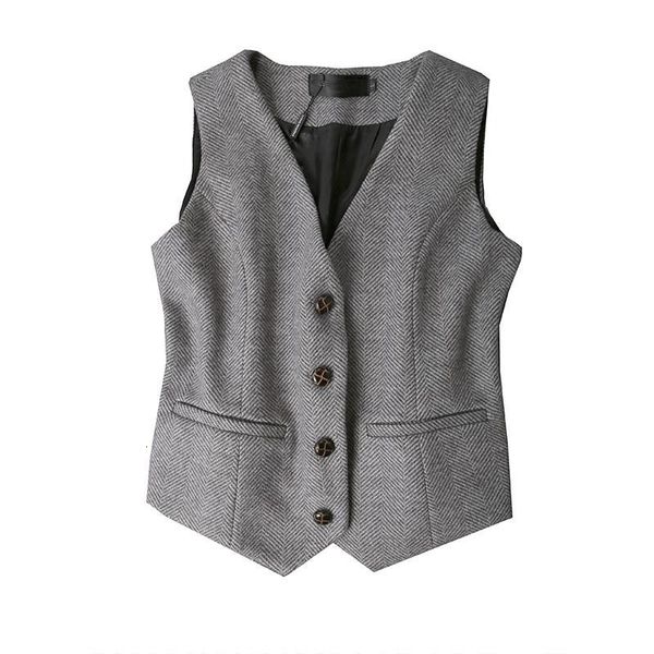 Coletes femininos feminino feminino lã tweed v tank de pescoço tanque ladrinha ladries escritório vintage workwear formal 230322