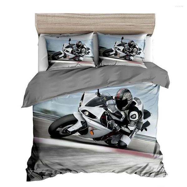 Set di biancheria da letto Set di motociclette per auto sportive Stampato 3D Copripiumino Lino Letto per bambini Edredones De Cama Personalizzato (NO Set di lenzuola)