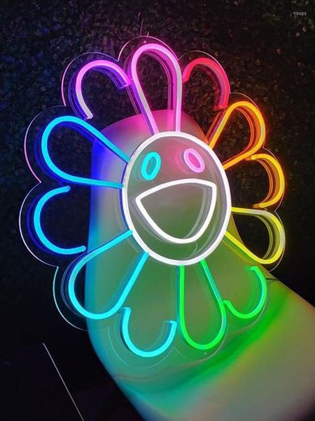 Lampada da parete personalizzata Insegna al neon Fiore Decorazioni personalizzate Decorazioni per la casa Regalo di inaugurazione della casa Compleanno