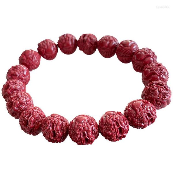 Strand atacado Natural Cinnabar Bracelete Raw Ore Red Sand Pixiu para Mulheres Homens do Presente Amulet Jóias