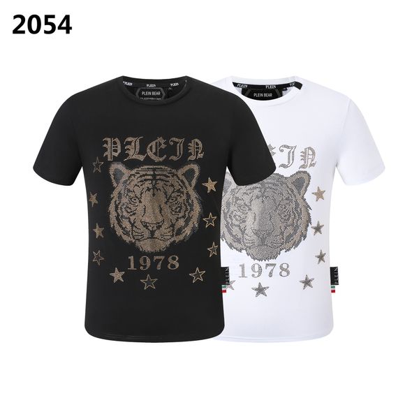 Plein urso camiseta masculina designer tshirts Round Round Rhinestone PP Skull Men T-shirt Round Neck SS Tiger e Plein com cristais camaradas de hip hop